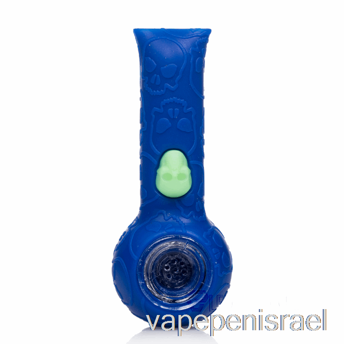 חד פעמי Vape Israel Stratus סיליקון גולגולת יד צינור נייבי / Uv Bee (כחול / Uv ירוק דבורה)
